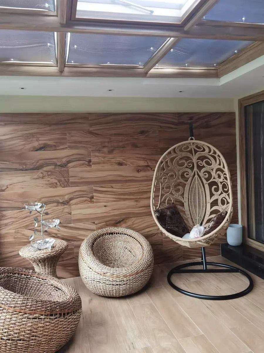 Gibson Single Seater Hanging Swing With Stand For Balcony , Garden (Tan)