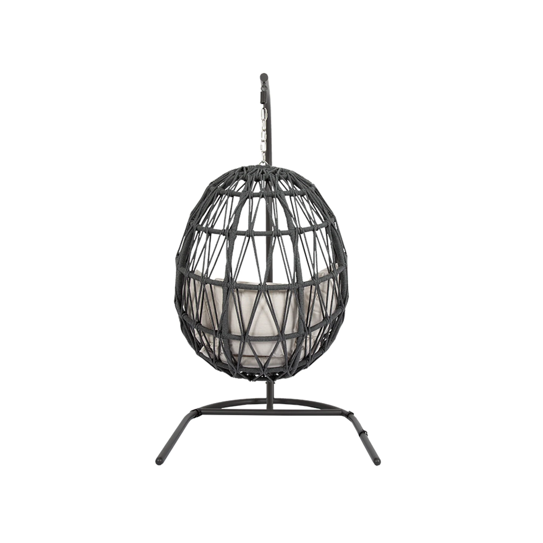 Naaru Single Seater Hanging Swing With Stand For Balcony , Garden (Dark Grey) Braided & Rope