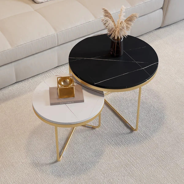 Celestia Marble And Metal Coffee Table Set Tables