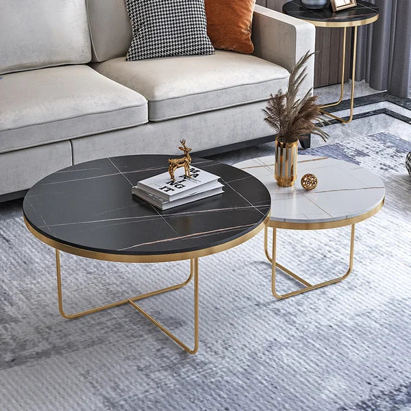 Celestia Marble And Metal Coffee Table Set Tables