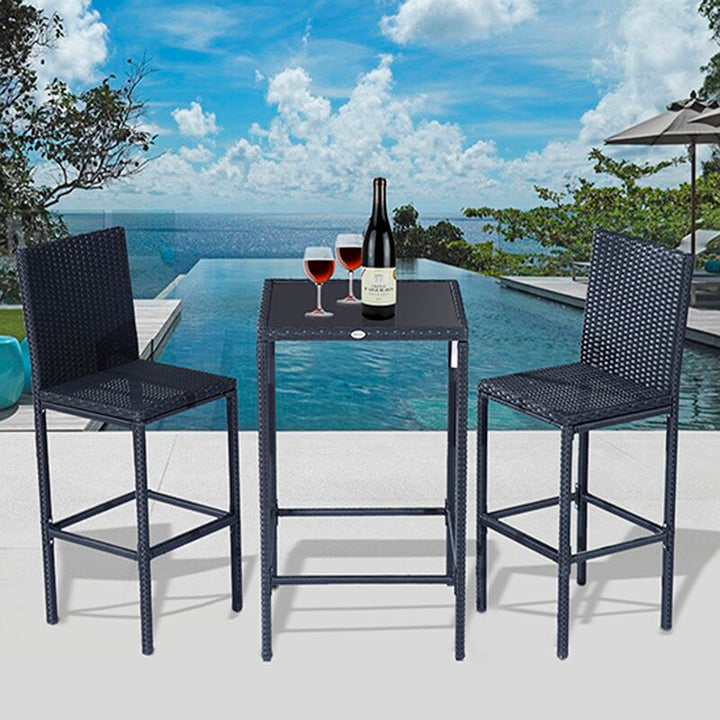 Cantu Outdoor Patio Bar Sets 2 Chairs and 1 Table (Black)