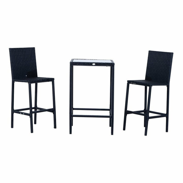 Cantu Outdoor Patio Bar Sets 2 Chairs and 1 Table (Black)