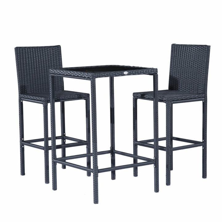Cantu Outdoor Patio Bar Sets 2 Chairs and 1 Table (Black)