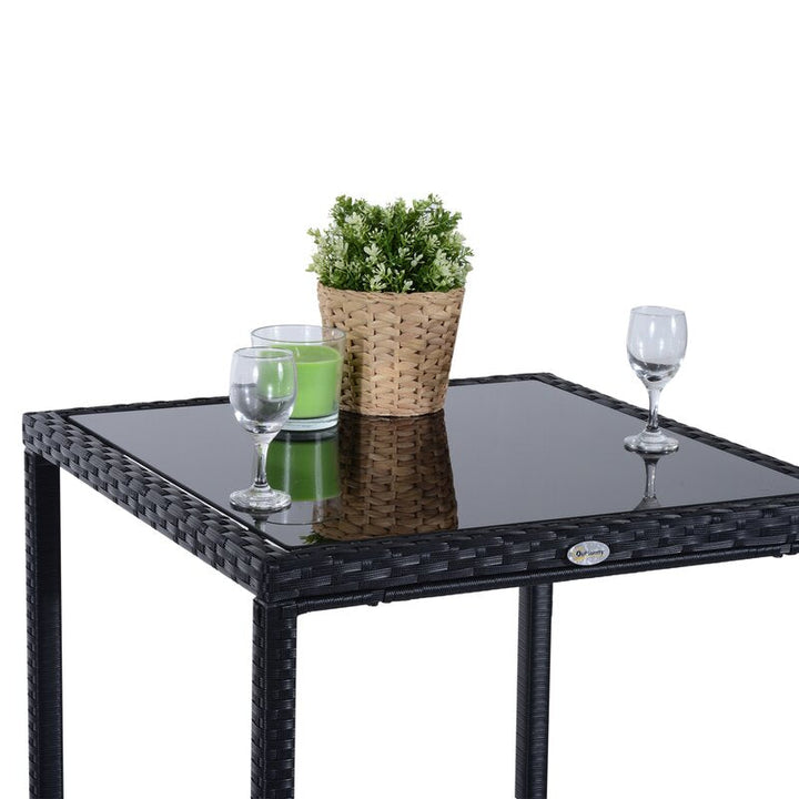 Cantu Outdoor Patio Bar Sets 2 Chairs and 1 Table (Black)