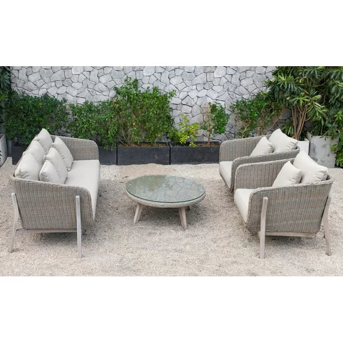 Belinda Outdoor Garden Balcony Sofa Set 3 Seater , 2 Single Seater and 1 Center Table Set (Grey)