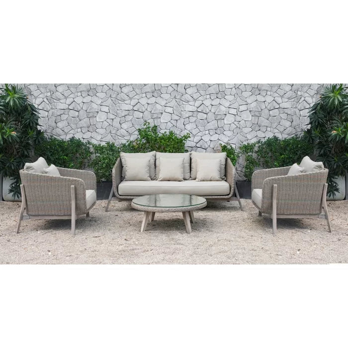 Belinda Outdoor Garden Balcony Sofa Set 3 Seater , 2 Single Seater and 1 Center Table Set (Grey)