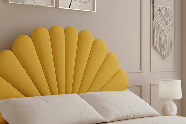 Hao Real Teak wood Hydraulic Bed King Size - Mustard Yellow