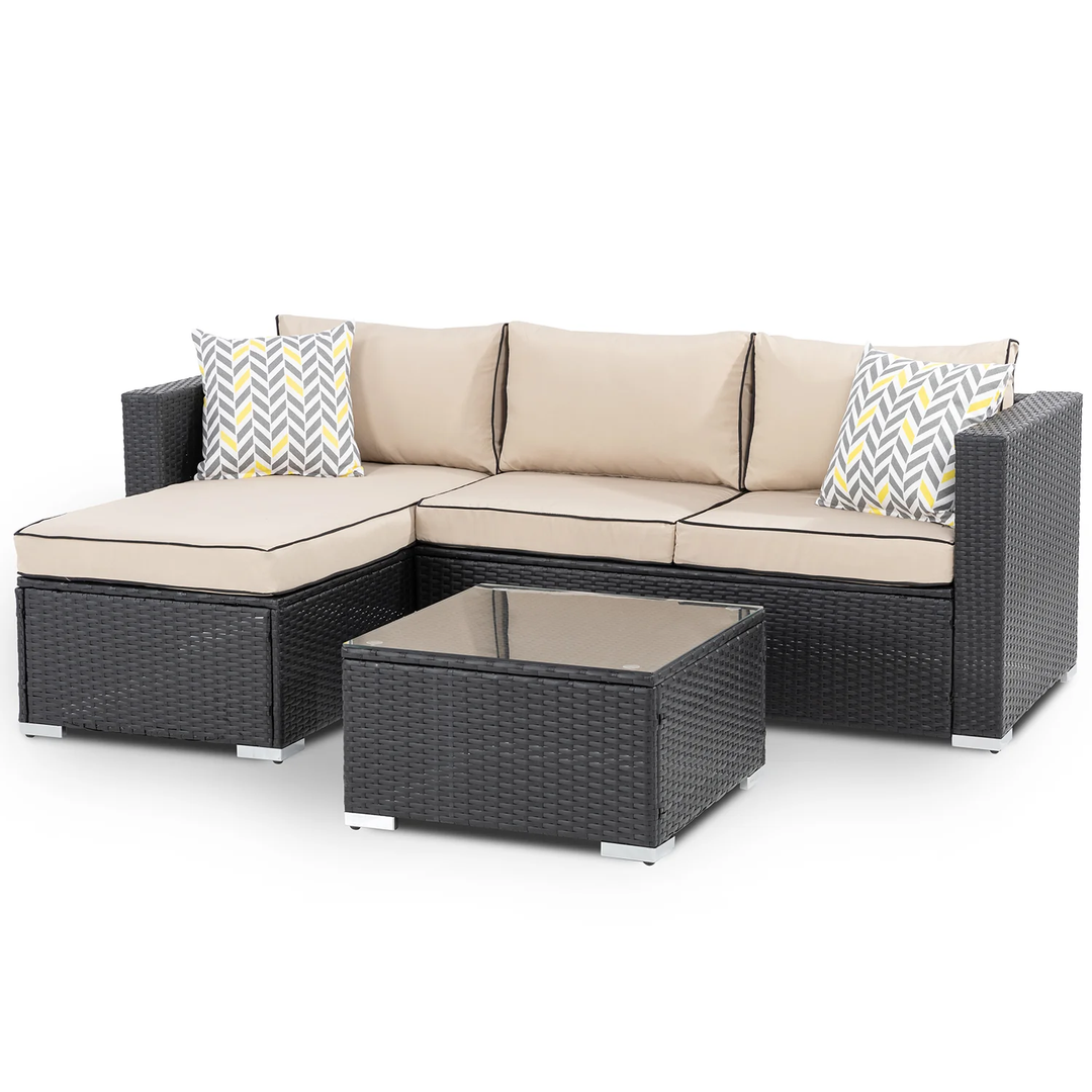 Ment Outdoor Sofa Set 4 Seater and 1 Center Table Set (Black)