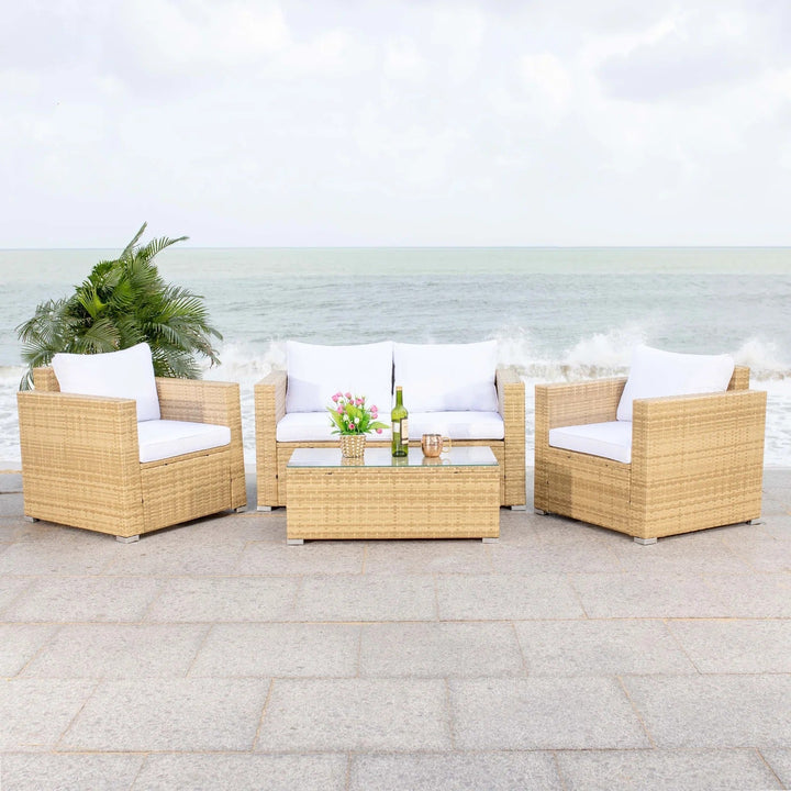 Power Outdoor Sofa Set 2 Seater , 2 Single seater and 1 Center Table Set (White)