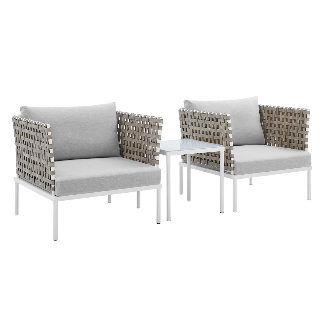 Finds Outdoor Patio Seating Set 2 Chairs and 1 Table Set (White) Braided & Rope