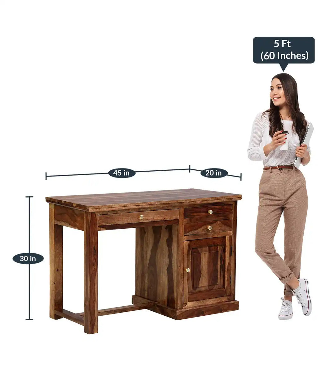 Silvia Solid Wood Study Table for Students