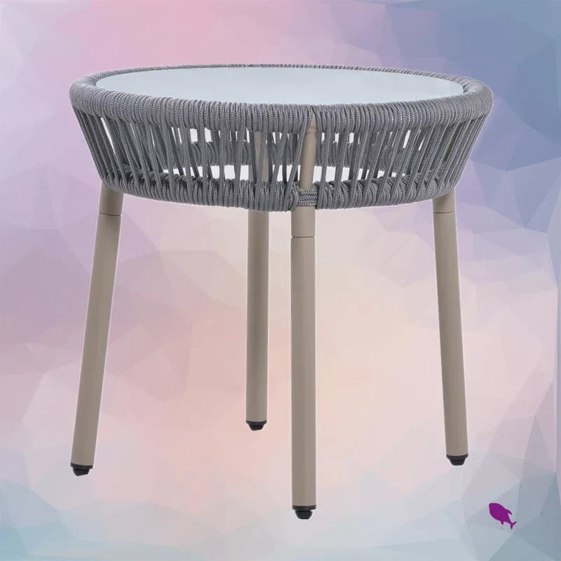 Milano Outdoor Patio Seating Set 2 Chairs and 1 Table Set (Grey) Braided & Rope