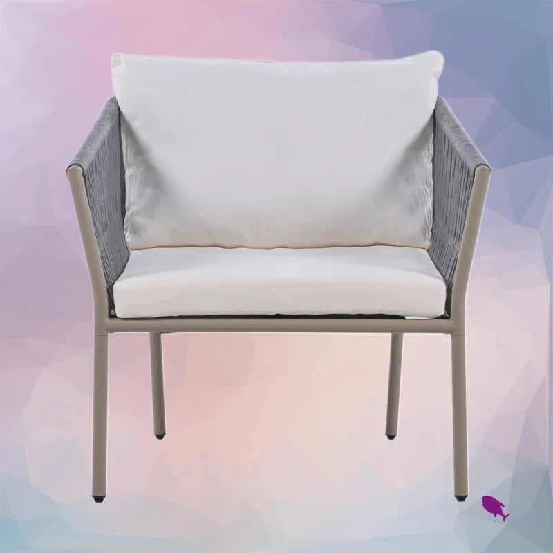 Milano Outdoor Patio Seating Set 2 Chairs and 1 Table Set (Grey) Braided & Rope