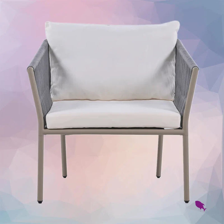 Milano Outdoor Patio Seating Set 2 Chairs and 1 Table Set (Grey) Braided & Rope