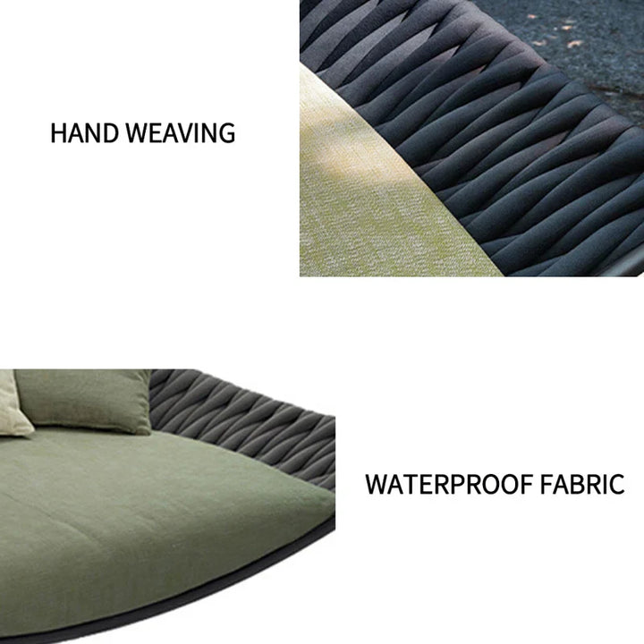 Cal Outdoor Poolside Sunbed With Cushion Daybed (Black) Braided & Rope