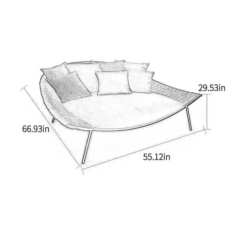 Cal Outdoor Poolside Sunbed With Cushion Daybed (Black) Braided & Rope