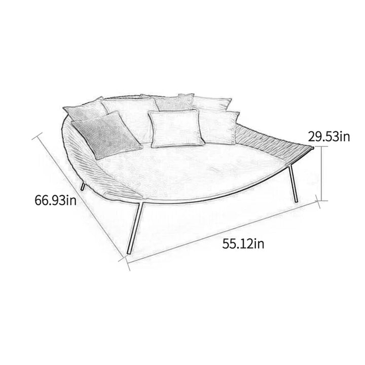 Cal Outdoor Poolside Sunbed With Cushion Daybed (Black) Braided & Rope