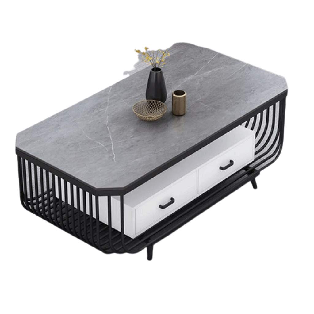 Abhipriya Rectangular Coffee Table | Centre With Gray Marble Top