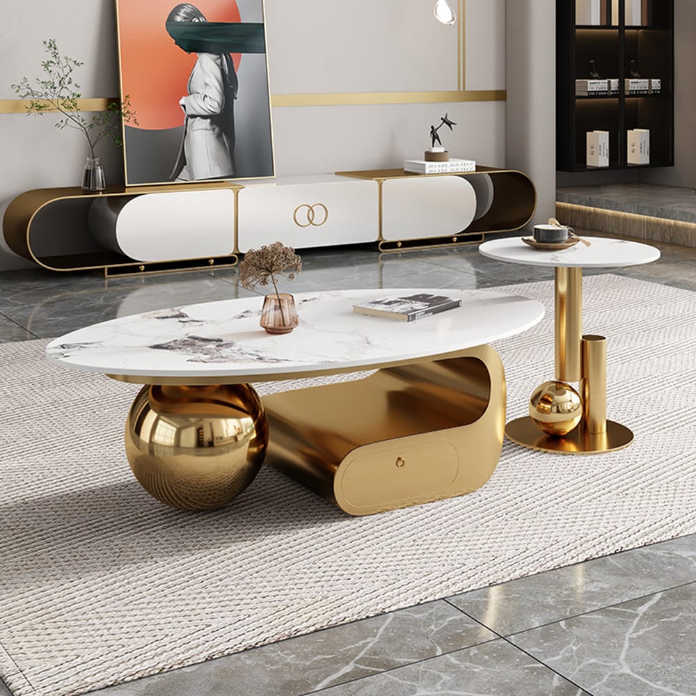 Daisy Stainless Steel Golden Set Of 2 Centre Table