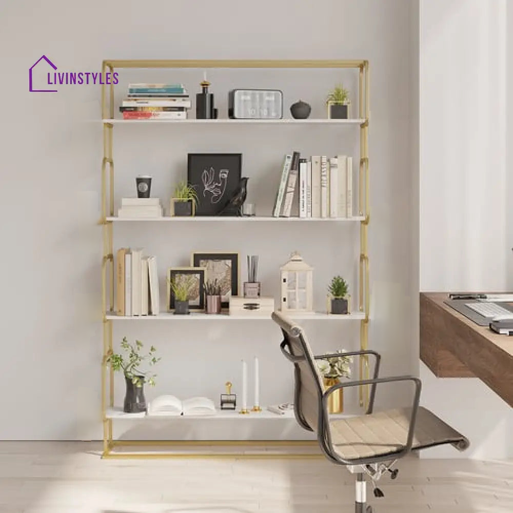 Alok Metal Bookcase in Gold