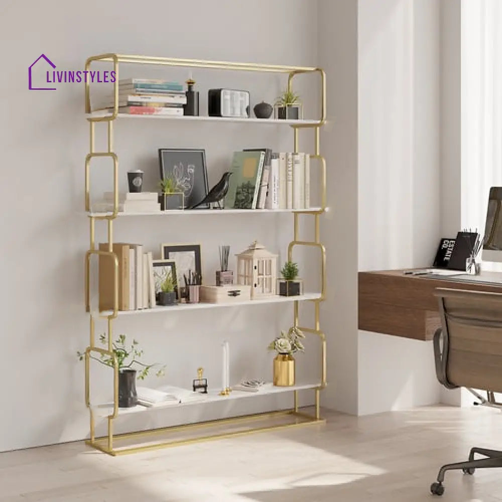 Alok Metal Bookcase in Gold