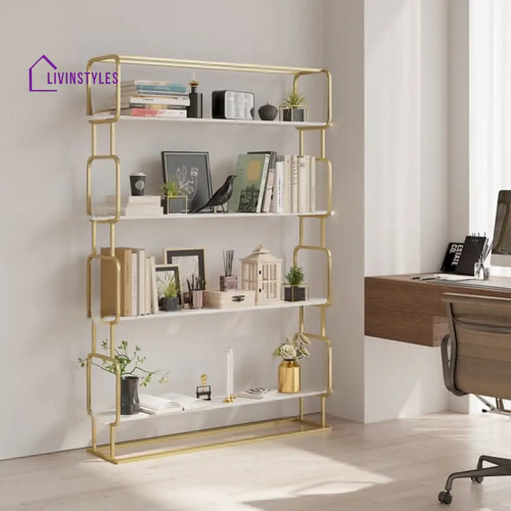 Alok Metal Bookcase in Gold