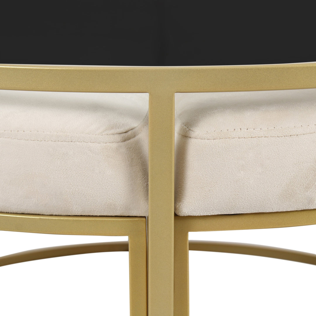 Benton Nesting Black Glass Coffee Table Set With 4 Stools In Gold Finish