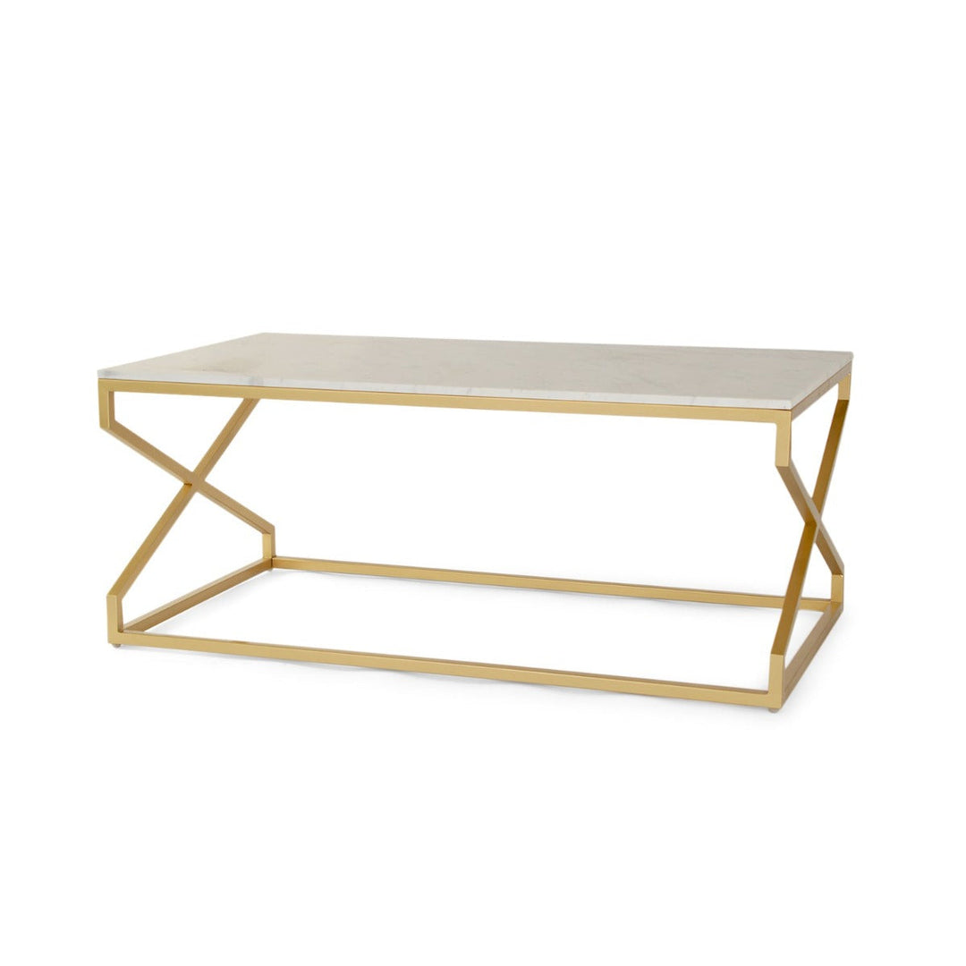 Melbourne Marble Coffee Table In Gold Finish