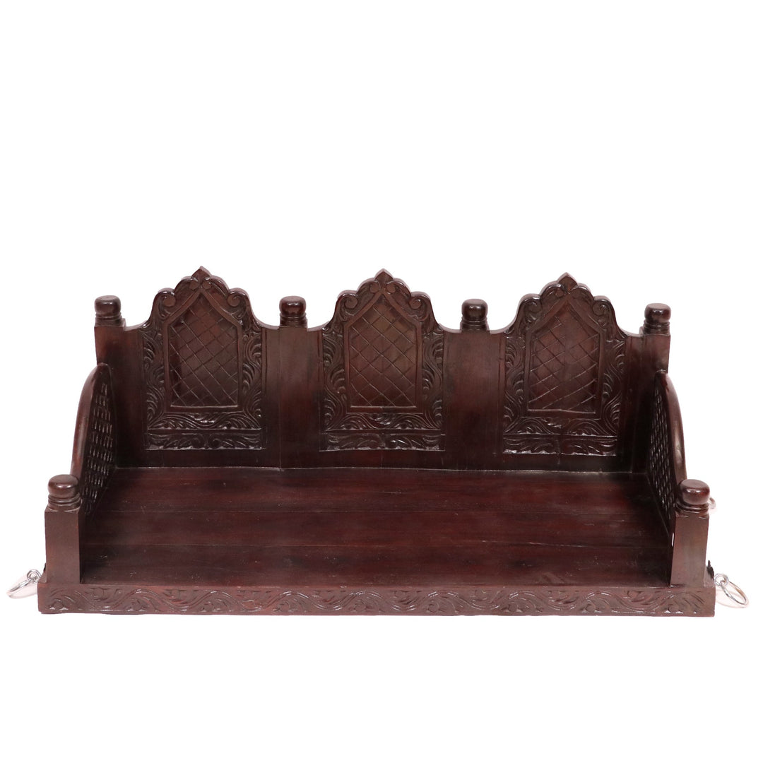 Aarna Carved folk design 2 Seater wooden swing