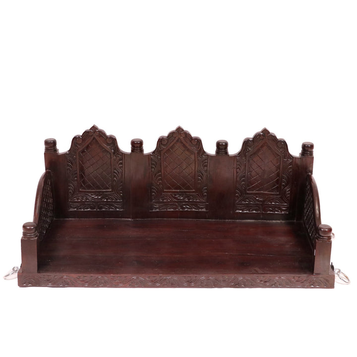 Aarna Carved folk design 2 Seater wooden swing