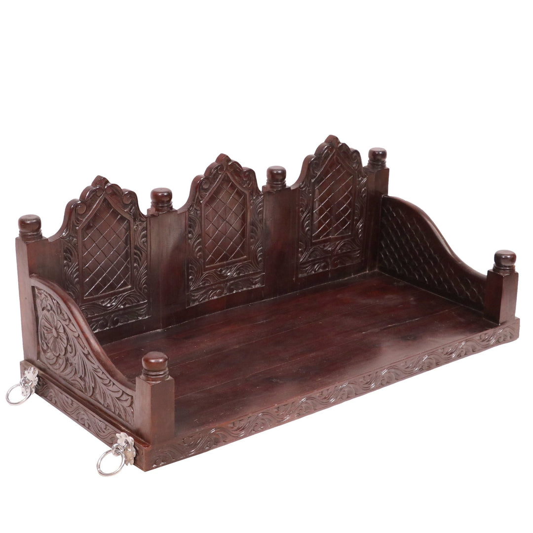 Aarna Carved folk design 2 Seater wooden swing