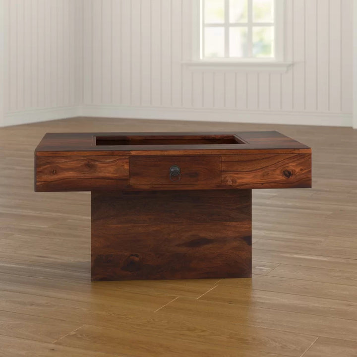 Meera Solid Wood Coffee Table With Storage Console