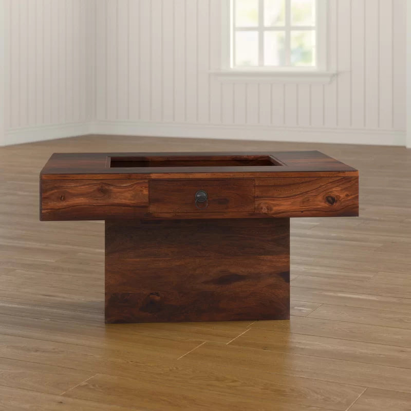 Meera Solid Wood Coffee Table With Storage Console