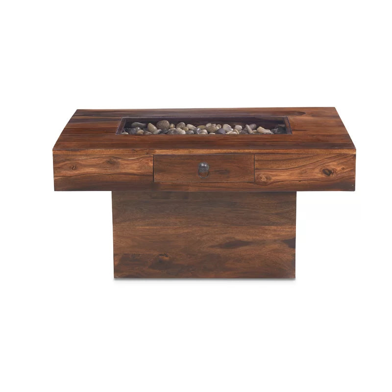Meera Solid Wood Coffee Table With Storage Console