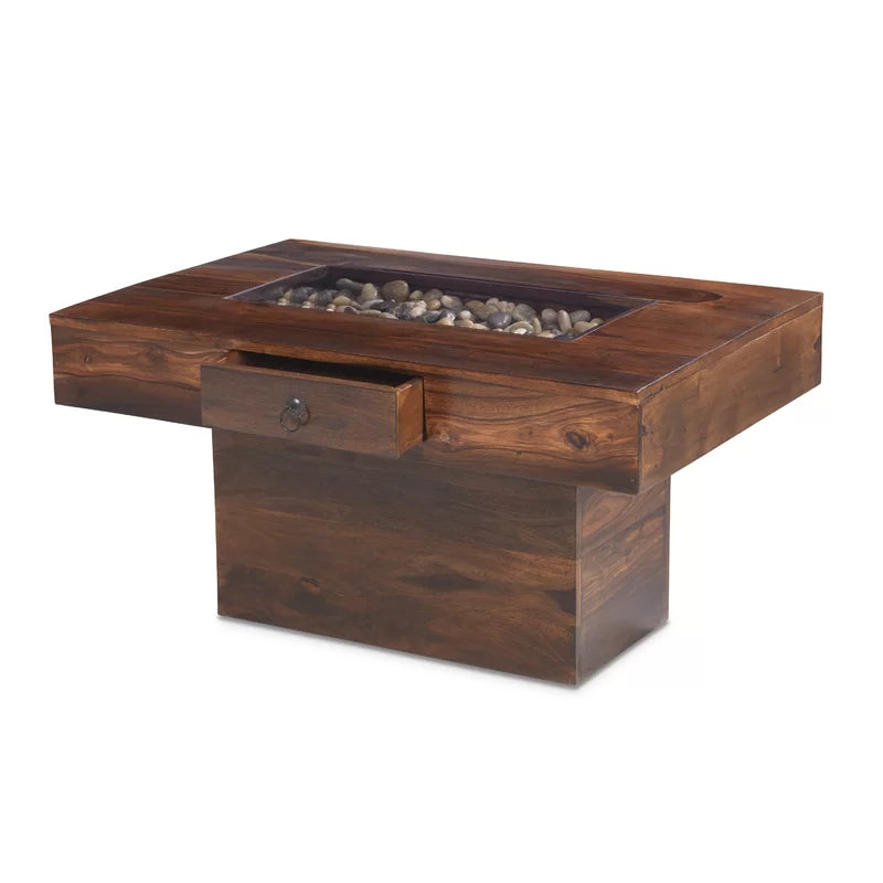 Meera Solid Wood Coffee Table With Storage Console