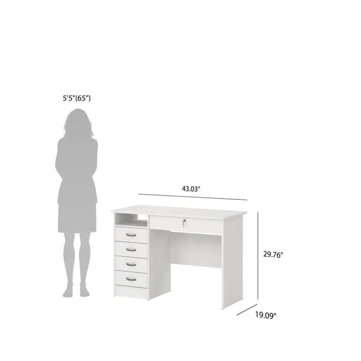 OmkarWood EliteSpace Study Table – Premium Engineered Wood Desk with Storage Drawers (White Finish)