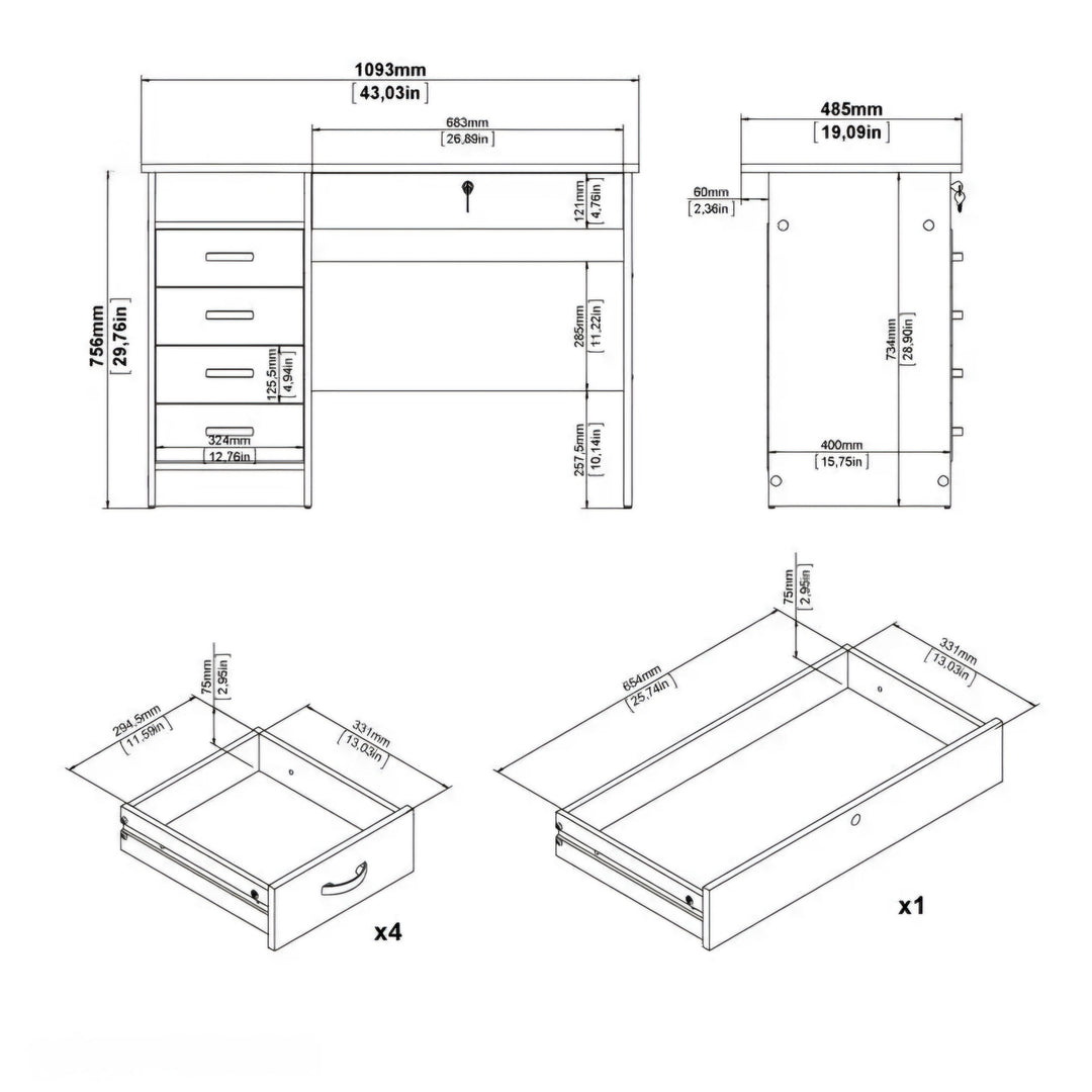OmkarWood EliteSpace Study Table – Premium Engineered Wood Desk with Storage Drawers (White Finish)