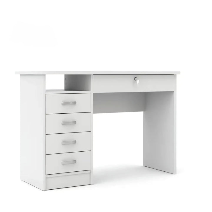 OmkarWood EliteSpace Study Table – Premium Engineered Wood Desk with Storage Drawers (White Finish)
