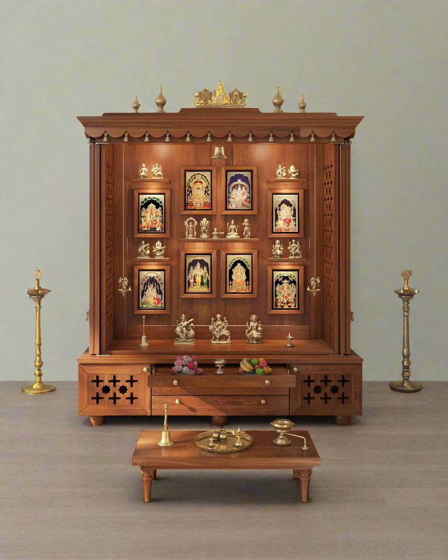 Irina Traditional Indian Home temple for home | Large handcrafted pooja mandir for Home