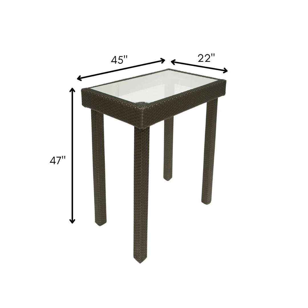 Verena Outdoor Rattan Wicker Bar Glass Top Table