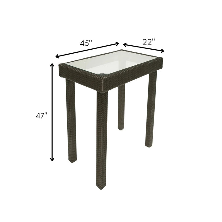 Verena Outdoor Rattan Wicker Bar Glass Top Table