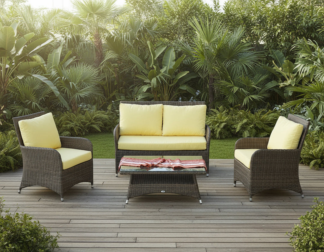 Italo Outdoor Sofa Set 2 Seater , 2 Single seater and 1 Center Table (Brown)