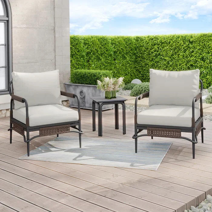 Belinda Outdoor Patio Seating Set 2 Chairs and 1 Table Set (Dark Brown)