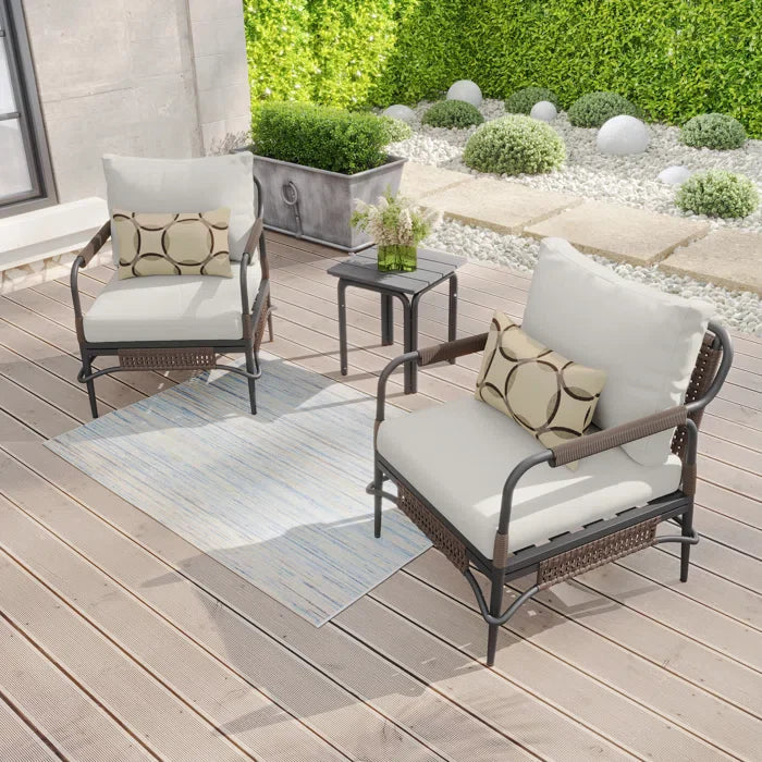 Belinda Outdoor Patio Seating Set 2 Chairs and 1 Table Set (Dark Brown)