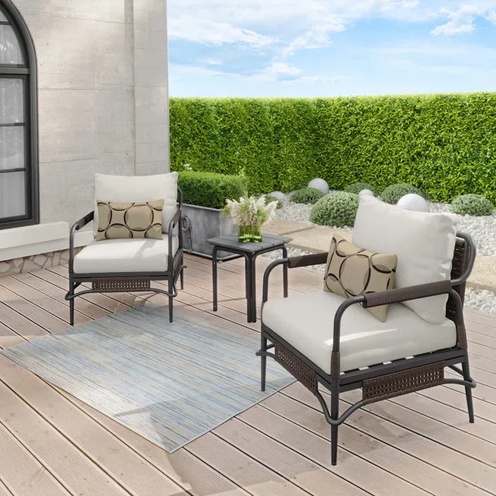 Belinda Outdoor Patio Seating Set 2 Chairs and 1 Table Set (Dark Brown)