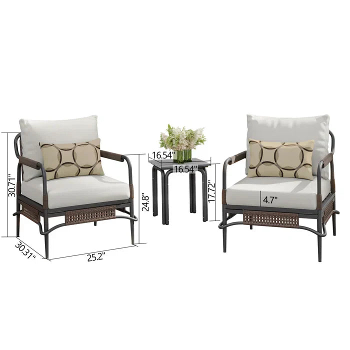 Belinda Outdoor Patio Seating Set 2 Chairs and 1 Table Set (Dark Brown)