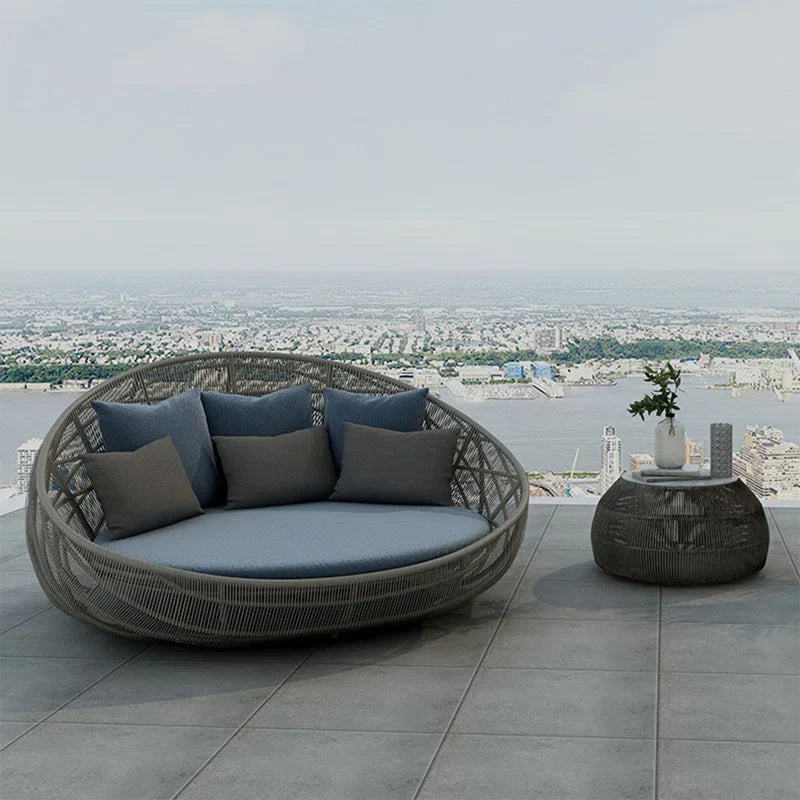 Perales Outdoor Poolside Sunbed With Cushion Daybed (GREY)