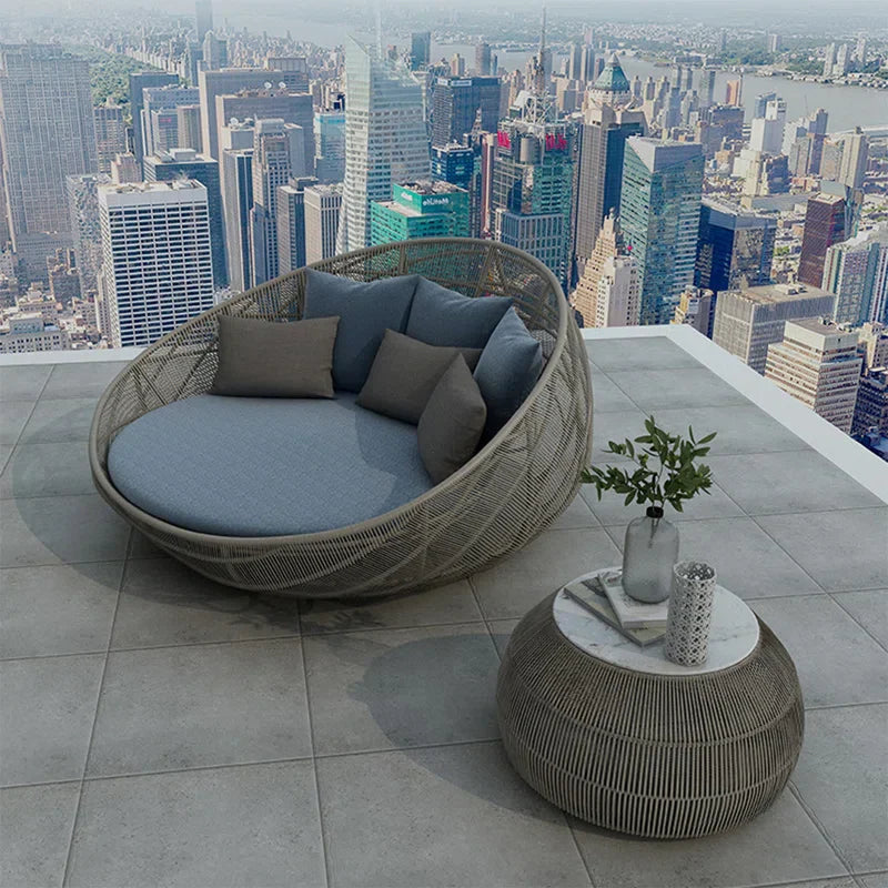 Perales Outdoor Poolside Sunbed With Cushion Daybed (GREY)