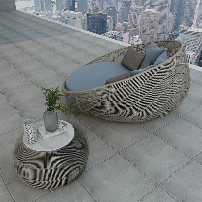 Perales Outdoor Poolside Sunbed With Cushion Daybed (GREY)