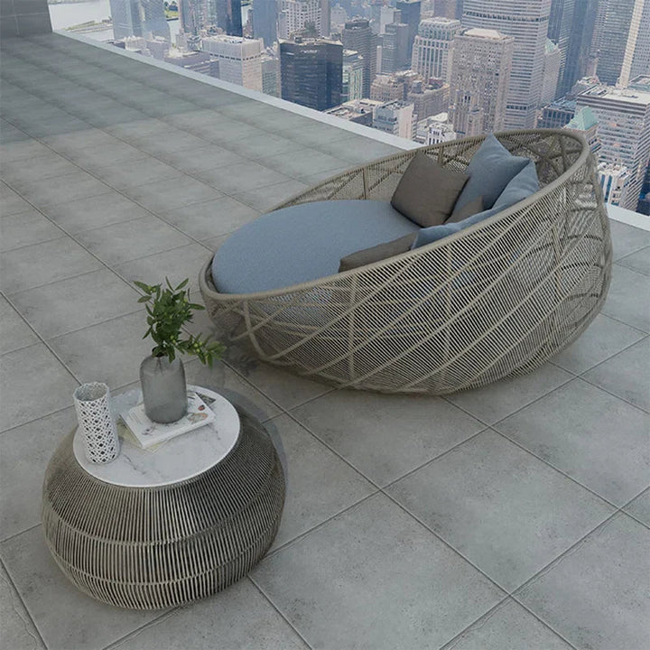 Perales Outdoor Poolside Sunbed With Cushion Daybed (GREY)